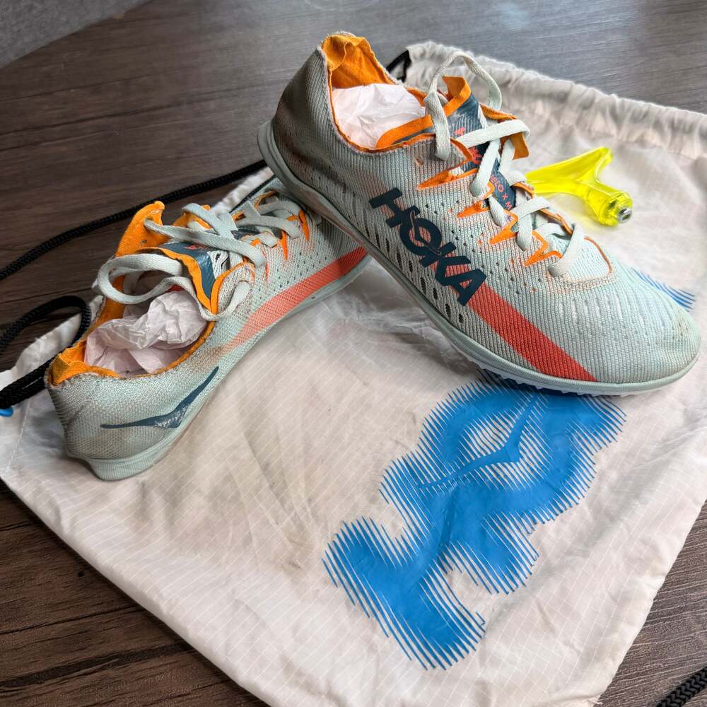 Hoka One One Green & Orange Running Track Spikes US 7.5